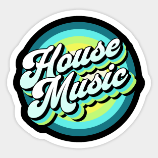 HOUSE MUSIC  - drop shadow target (blue/lime) Sticker